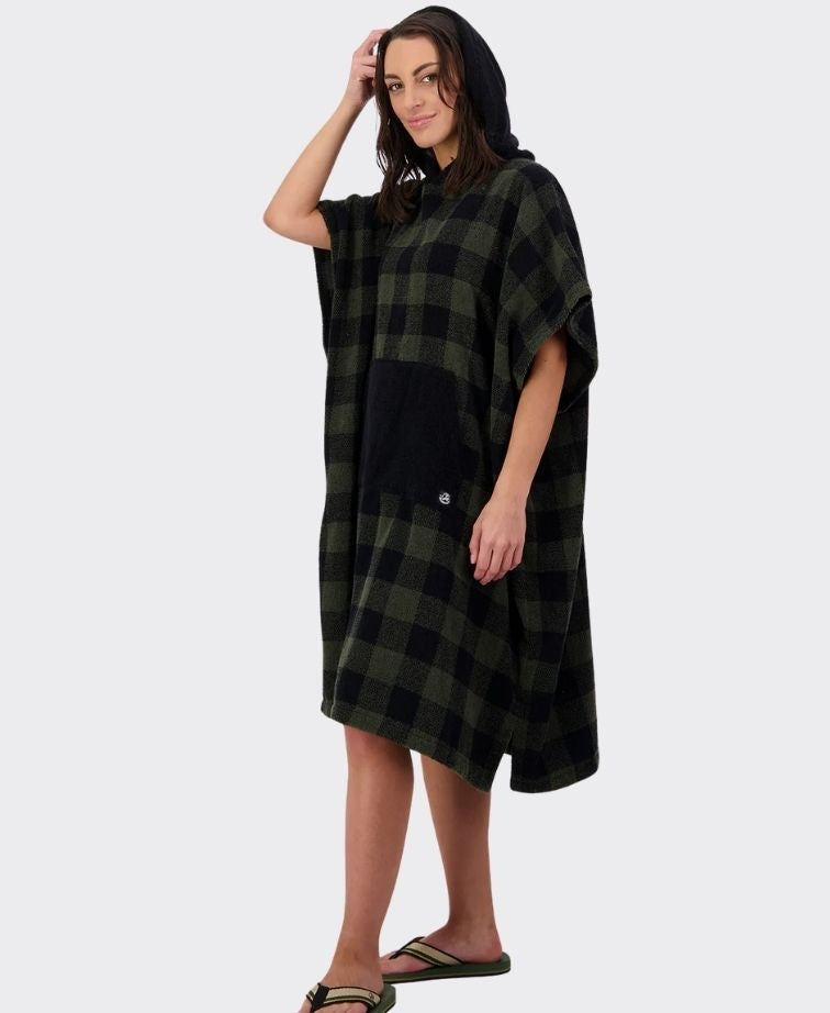 Swanndri Sumner V3 Adult Hooded Towel - Olive/Blk Check