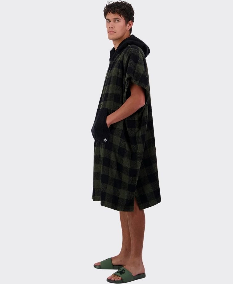 Swanndri Sumner V3 Adult Hooded Towel - Olive/Blk Check