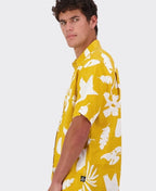 Swanndri Shirt S/S Leafage Linen - Amber/White