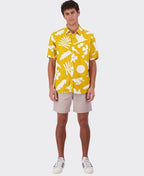 Swanndri Shirt S/S Leafage Linen - Amber/White