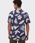 Swanndri Shirt S/S Leafage Linen - Navy/Platinum