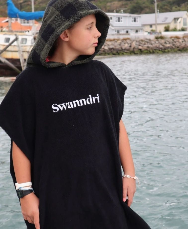 Swanndri Corsair v2 Kid's Hooded Towel - Olive/Blk Check