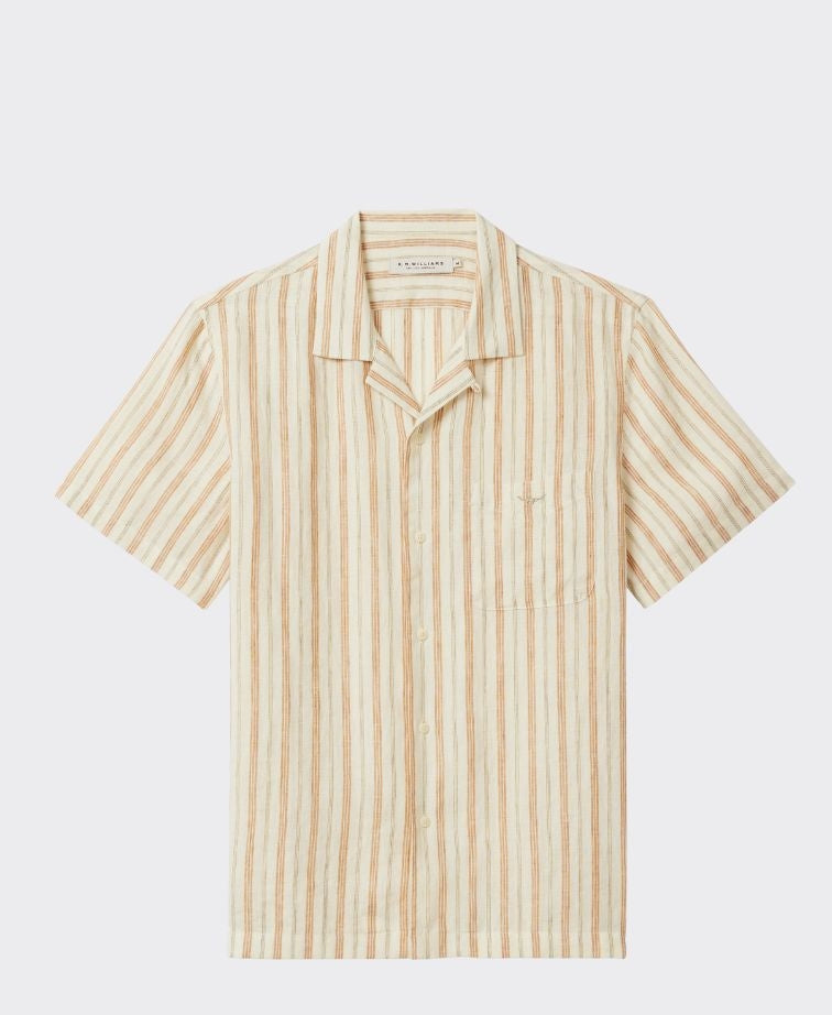 RMW Mullum Linen Resort S/S Shirt - White Tan