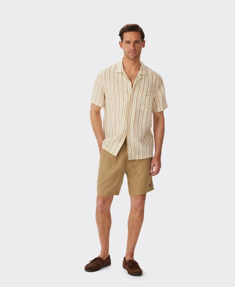 RMW Mullum Linen Resort S/S Shirt - White Tan