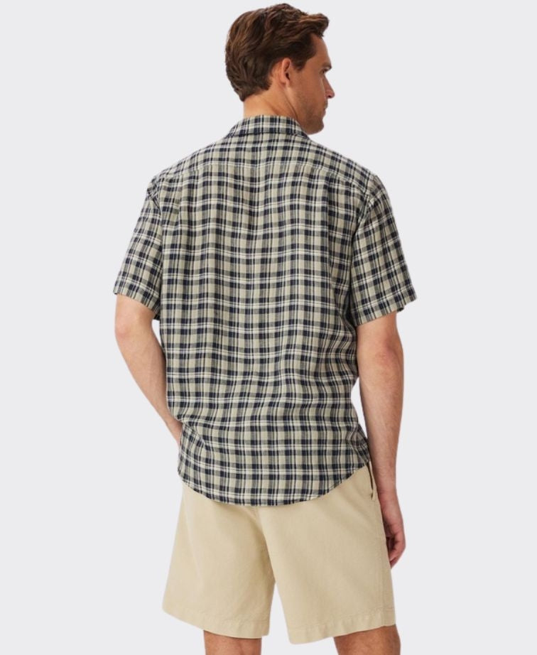 RMW Toby Linen S/S Shirt - Navy Sage White