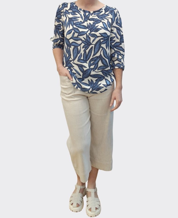 Foil Top Scoop Hem Shirr Cuff - Botany