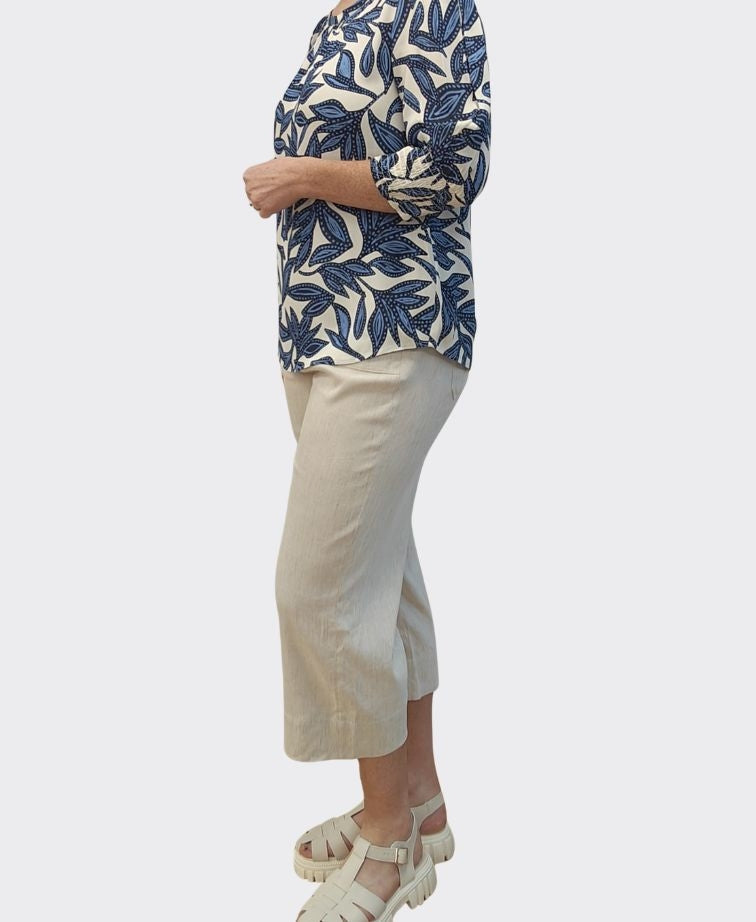 Foil Top Scoop Hem Shirr Cuff - Botany