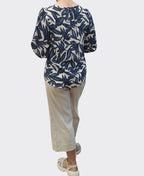 Foil Top Scoop Hem Shirr Cuff - Botany