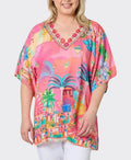 Hammock & Vine Top S/S Mandalay Bay V Neck - Pink/Multi