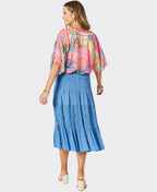 Hammock & Vine Top S/S Mandalay Bay V Neck - Pink/Multi