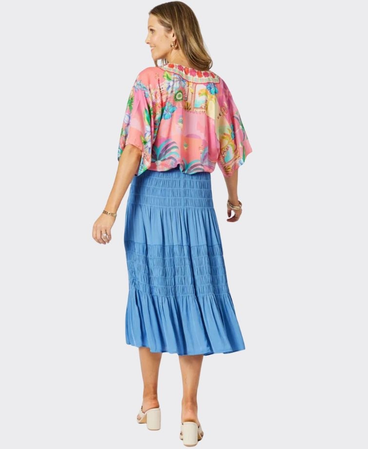 Hammock & Vine Top S/S Mandalay Bay V Neck - Pink/Multi