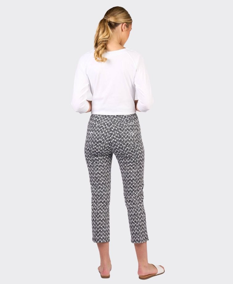 Vassalli Pant Pull On Lightweight Slim Leg 7/8 - Fan