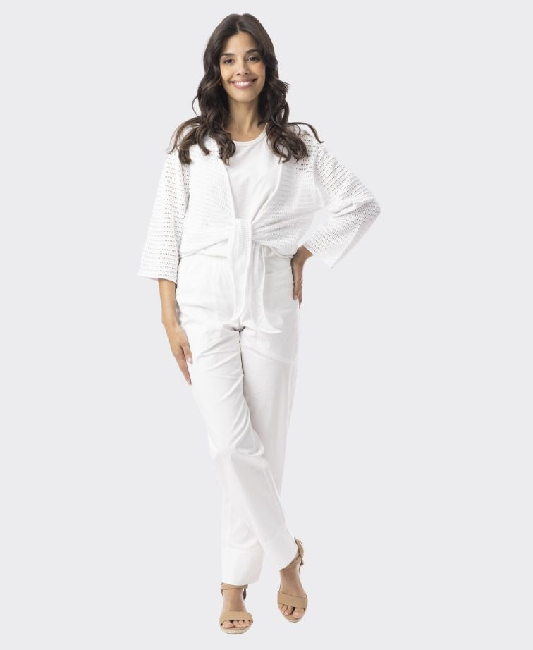 Orientique Knit Essentials Tie Shrug - White