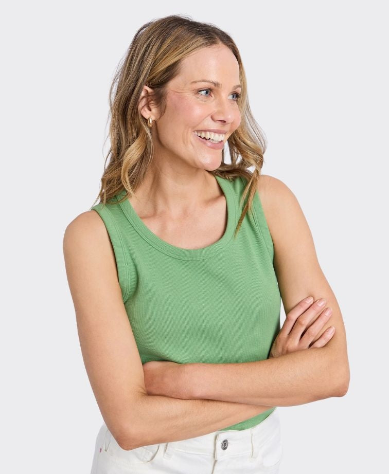 Elm Tank Rib Crew - Forest Green