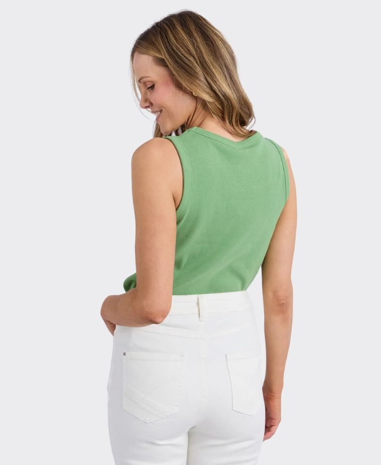 Elm Tank Rib Crew - Forest Green