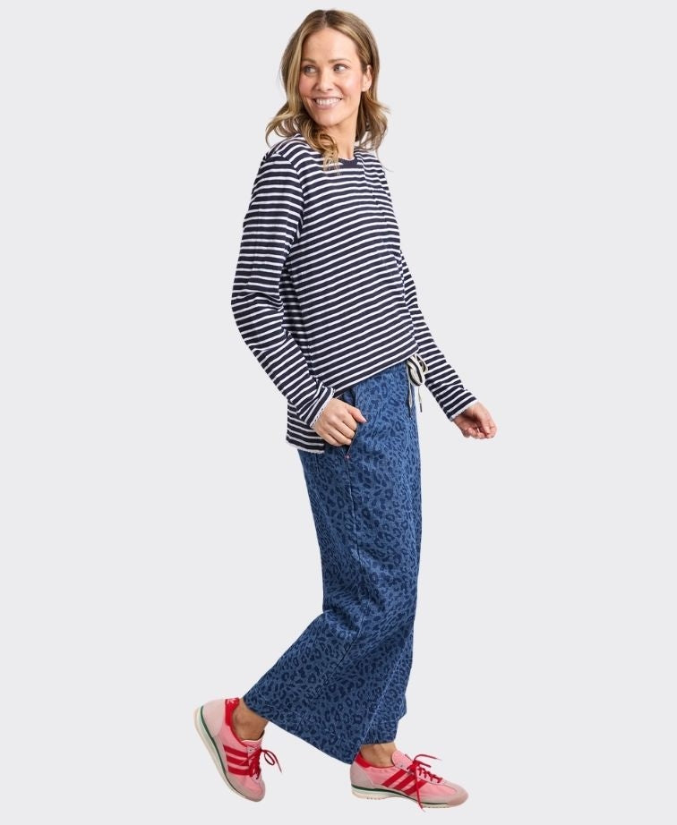 Elm Tee L/S Drea Stripe - Navy/White