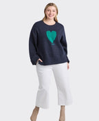 Elm Knit Intersia Heart - Navy