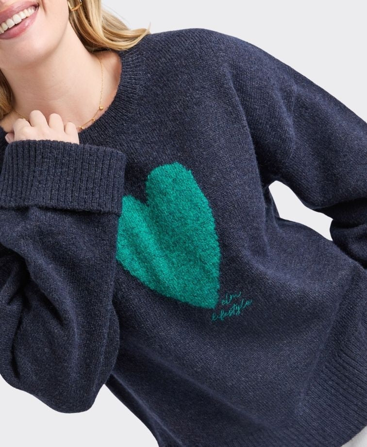 Elm Knit Intersia Heart - Navy