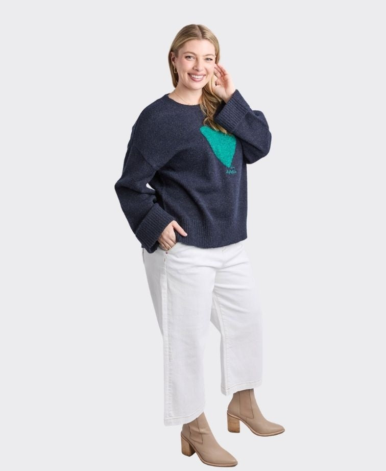 Elm Knit Intersia Heart - Navy