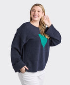 Elm Knit Intersia Heart - Navy