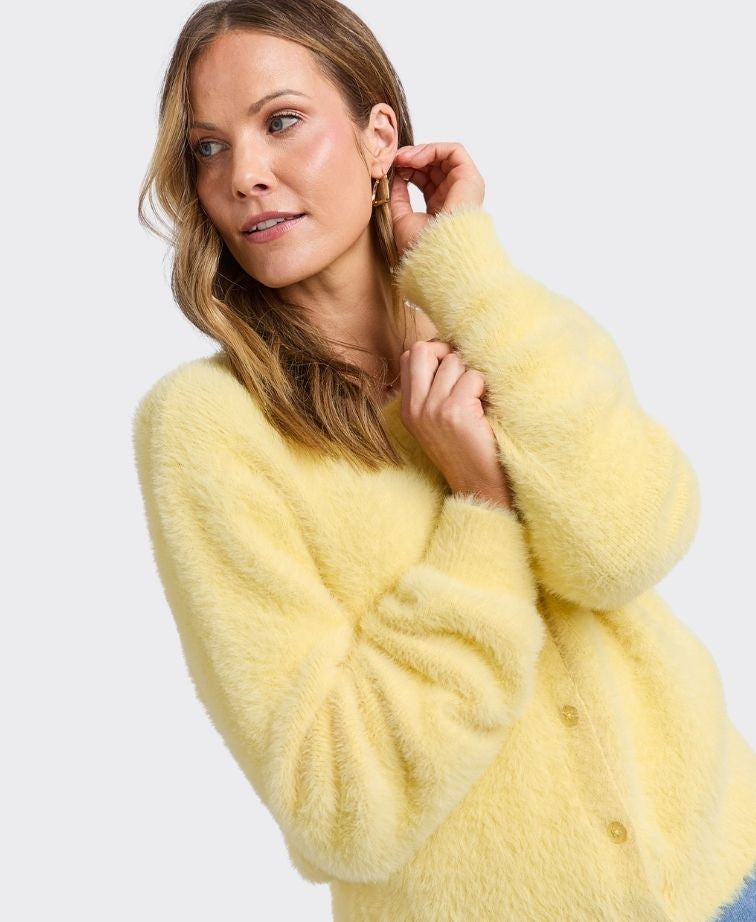 Elm Knit Paris Cardigan - Pale Lemon