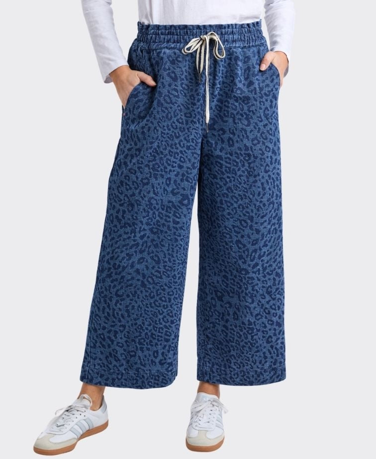 Elm Pant Denim Anna Animal Print - Dk Blue Animal