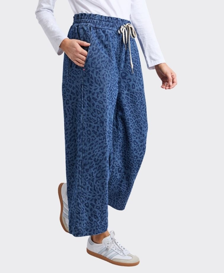 Elm Pant Denim Anna Animal Print - Dk Blue Animal