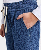 Elm Pant Denim Anna Animal Print - Dk Blue Animal