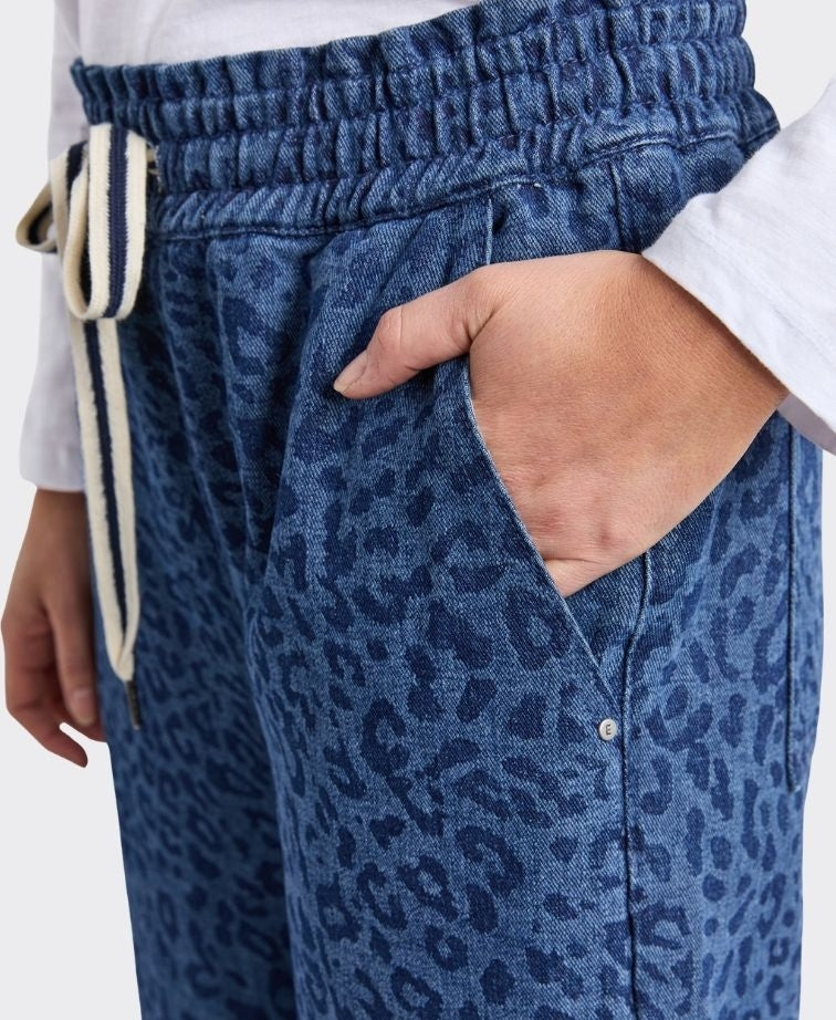 Elm Pant Denim Anna Animal Print - Dk Blue Animal