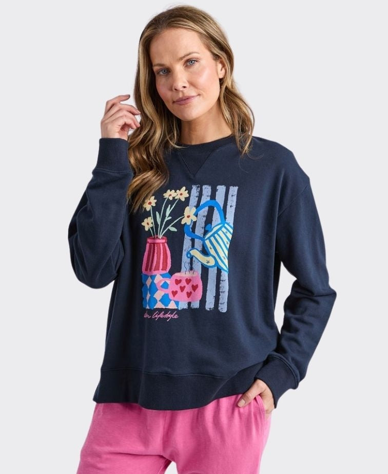 Elm Sweat Fill Your Cup Crew - Navy
