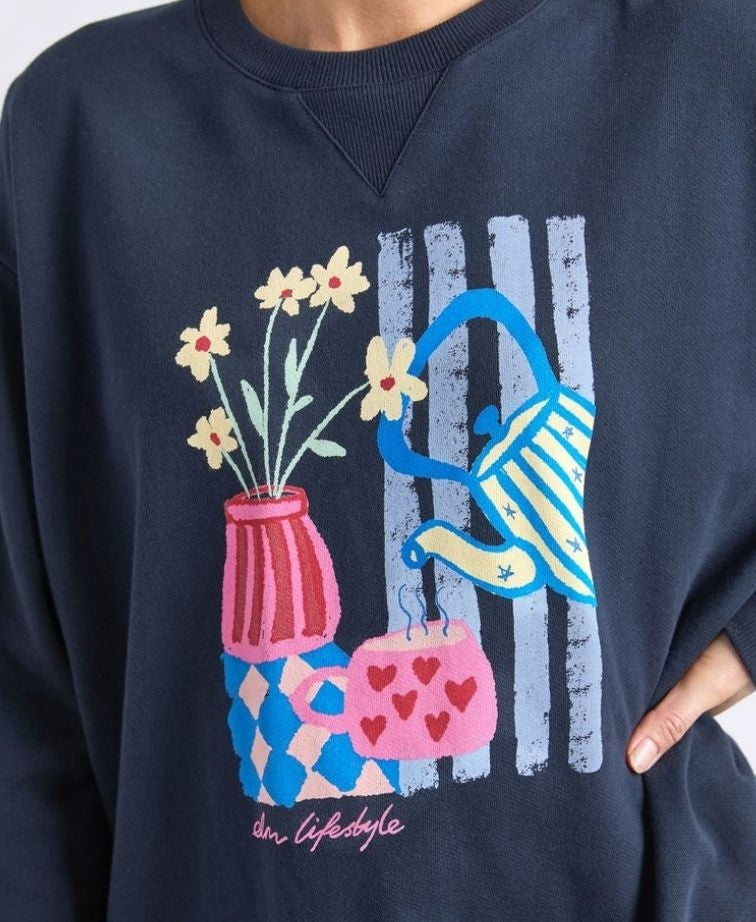 Elm Sweat Fill Your Cup Crew - Navy