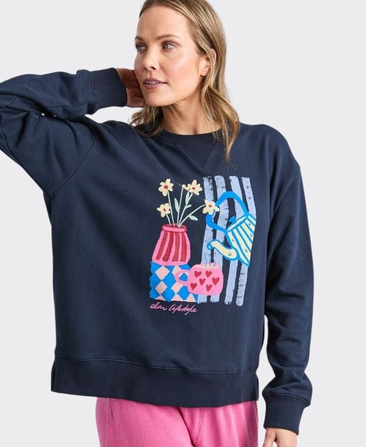 Elm Sweat Fill Your Cup Crew - Navy