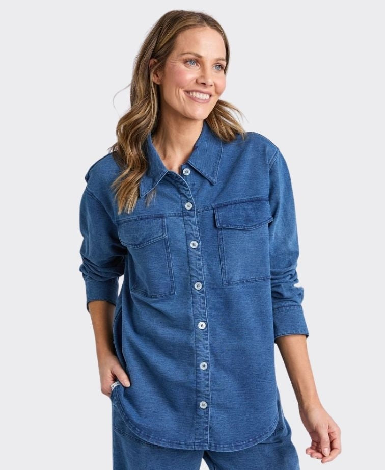 Elm Shacket Valerie - Blue Denim Look