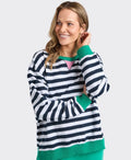 Elm Sweat Maps Stripe Crew - Navy White