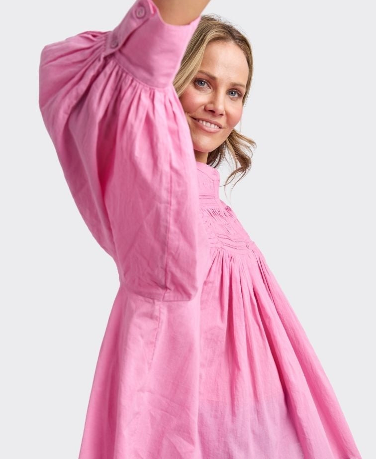 Elm Blouse Montana Pleat Embroid - Quartz Pink