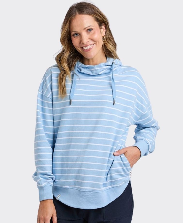 Elm Hoody Stripe Lounger Scoop - Lt Blue/White