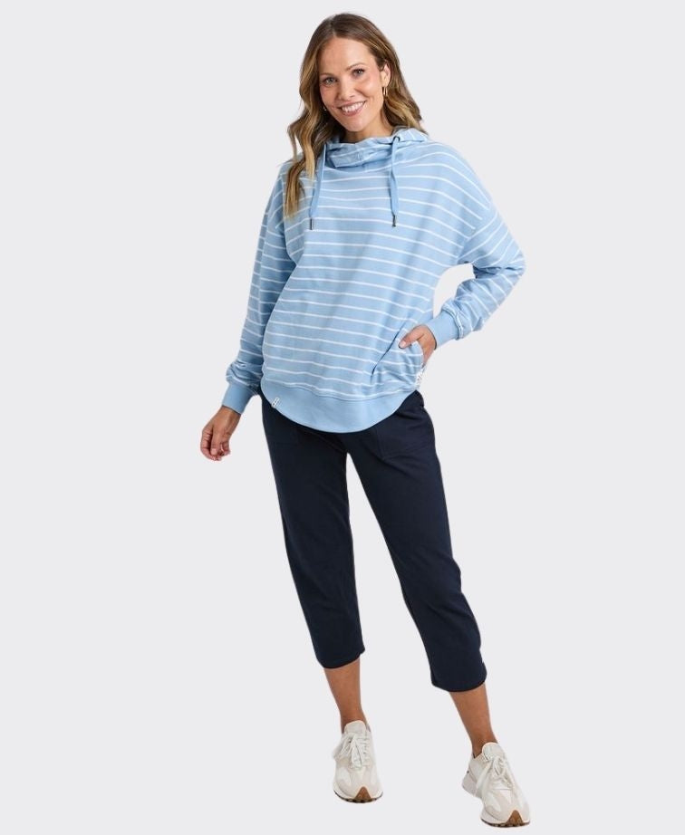 Elm Hoody Stripe Lounger Scoop - Lt Blue/White
