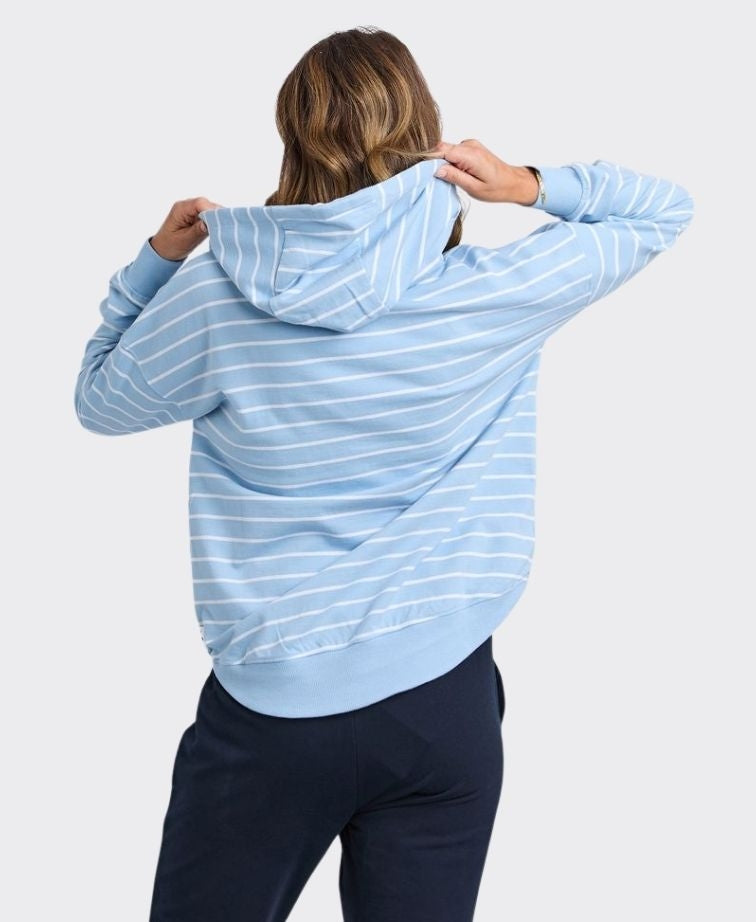 Elm Hoody Stripe Lounger Scoop - Lt Blue/White