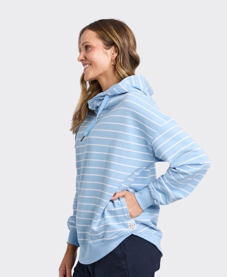 Elm Hoody Stripe Lounger Scoop - Lt Blue/White