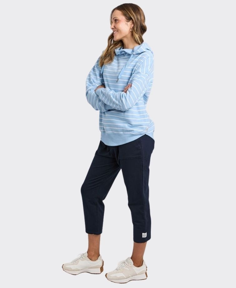 Elm Hoody Stripe Lounger Scoop - Lt Blue/White