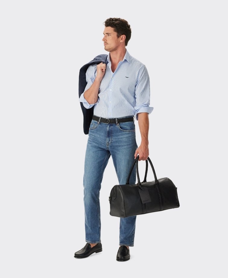 RMW Sommers Poplin Stripe Shirt - White Blue