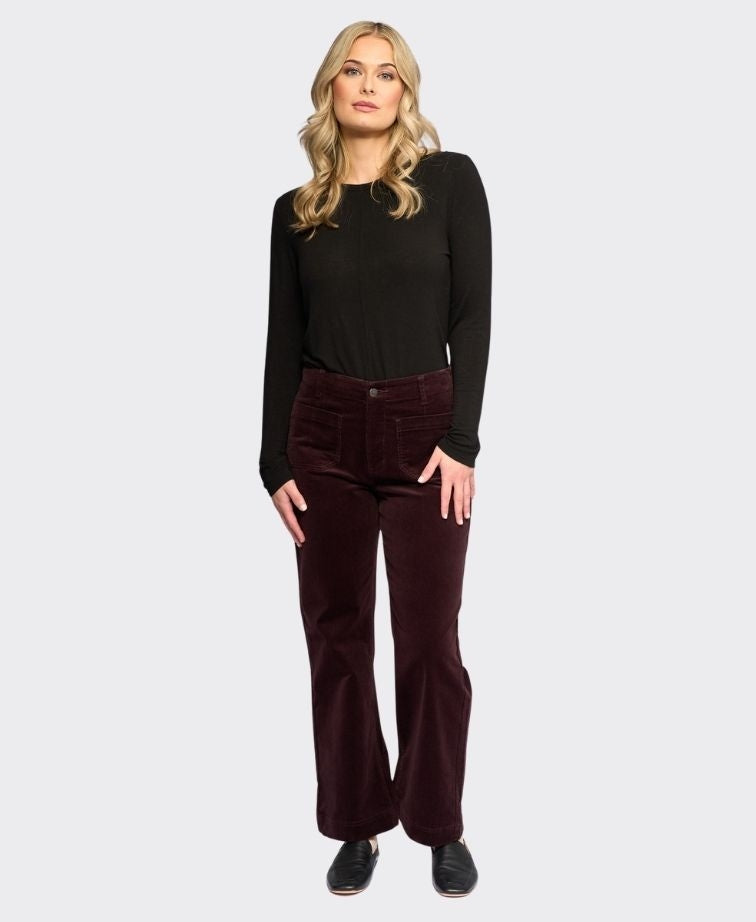 Vassalli Pant Daily Cord Ankle Grazer Straight Leg - Merlot