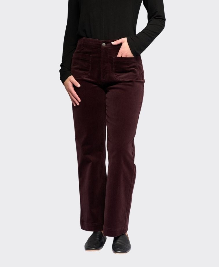 Vassalli Pant Daily Cord Ankle Grazer Straight Leg - Merlot