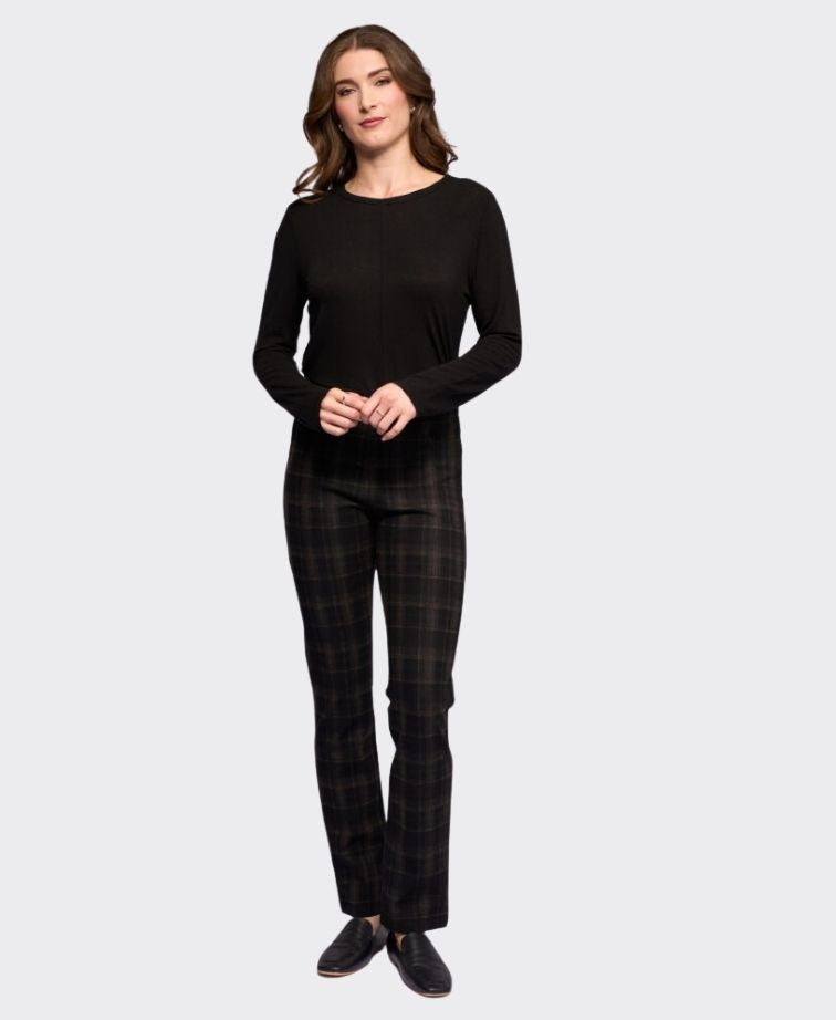 Vassalli Pant Bay Pull On Ponti Slim Leg - Checkmate