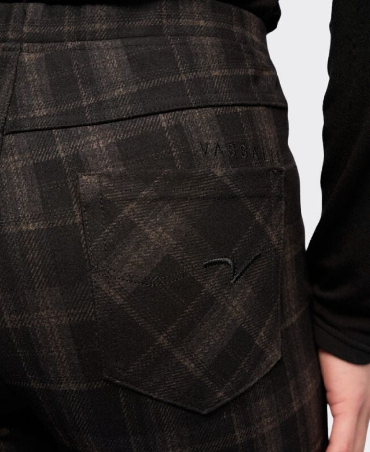 Vassalli Pant Bay Pull On Ponti Slim Leg - Checkmate