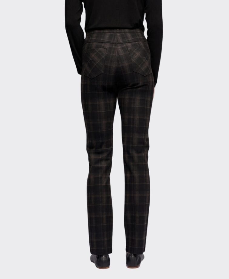 Vassalli Pant Bay Pull On Ponti Slim Leg - Checkmate