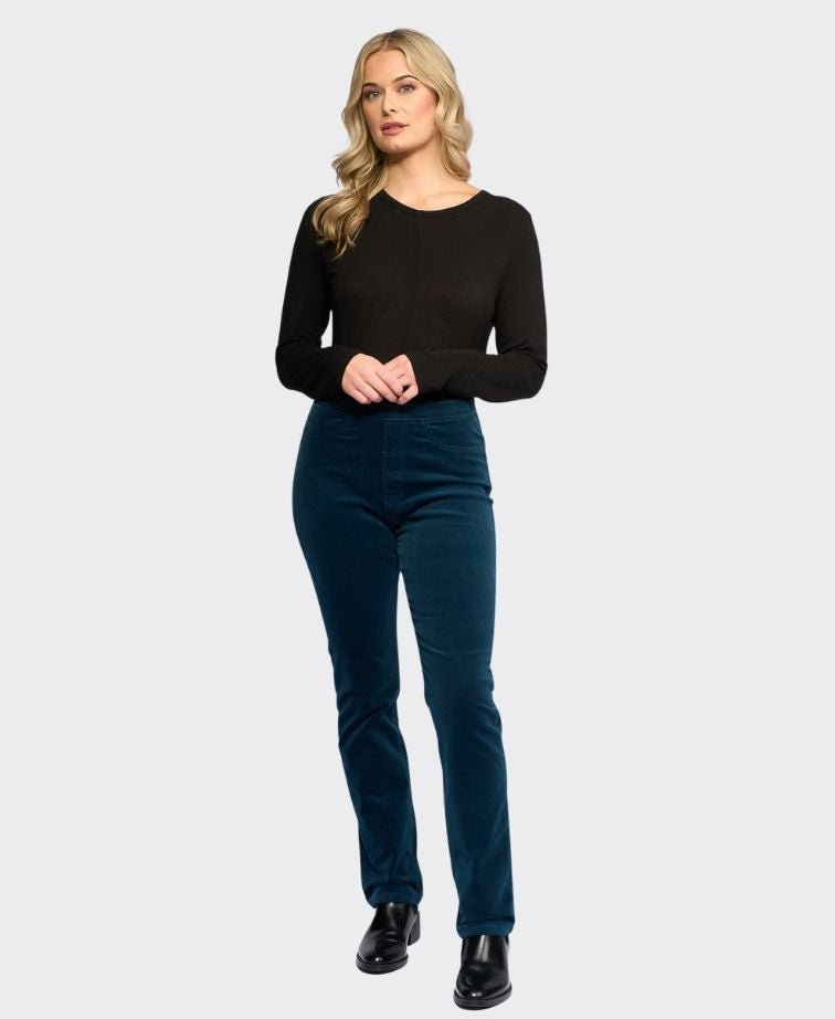 Vassalli Pant Bay Cord Slim Leg - Petrol