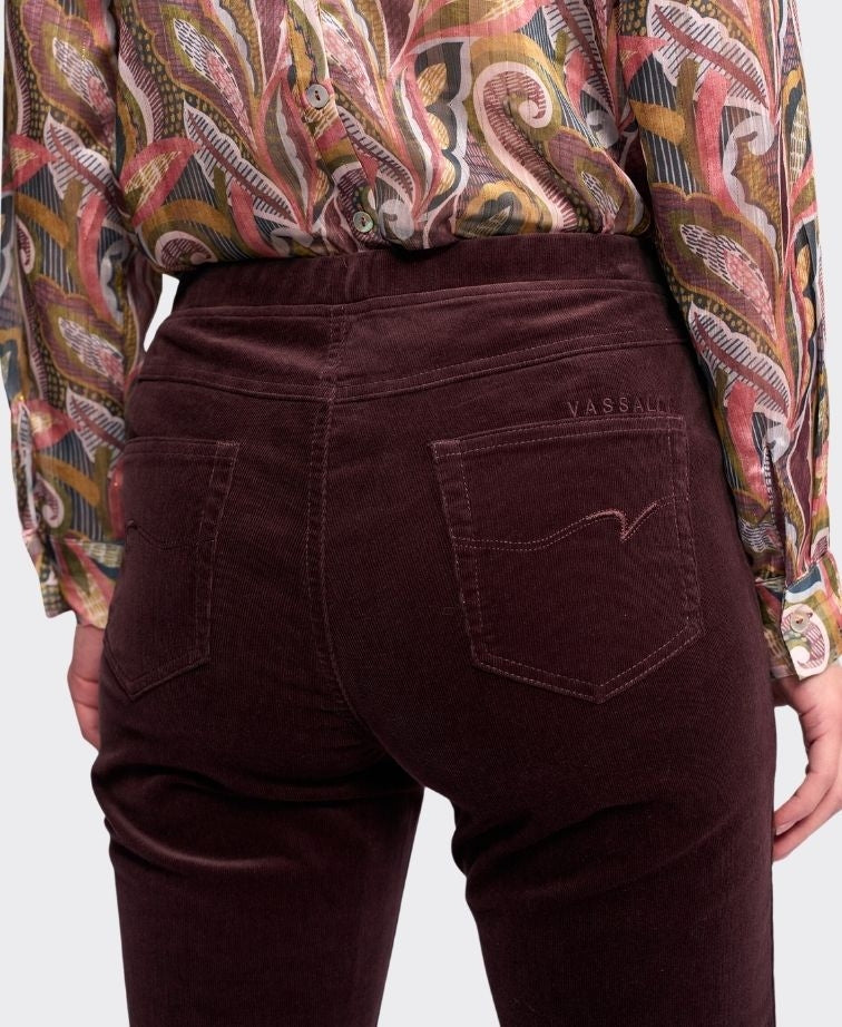 Vassalli Pant Bay Cord Slim Leg - Merlot