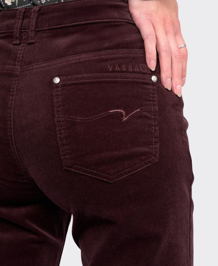 Vassalli Pants Arch Cord Straight Leg Full Length - Merlot