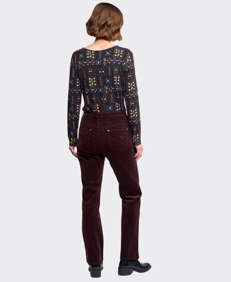 Vassalli Pants Arch Cord Straight Leg Full Length - Merlot